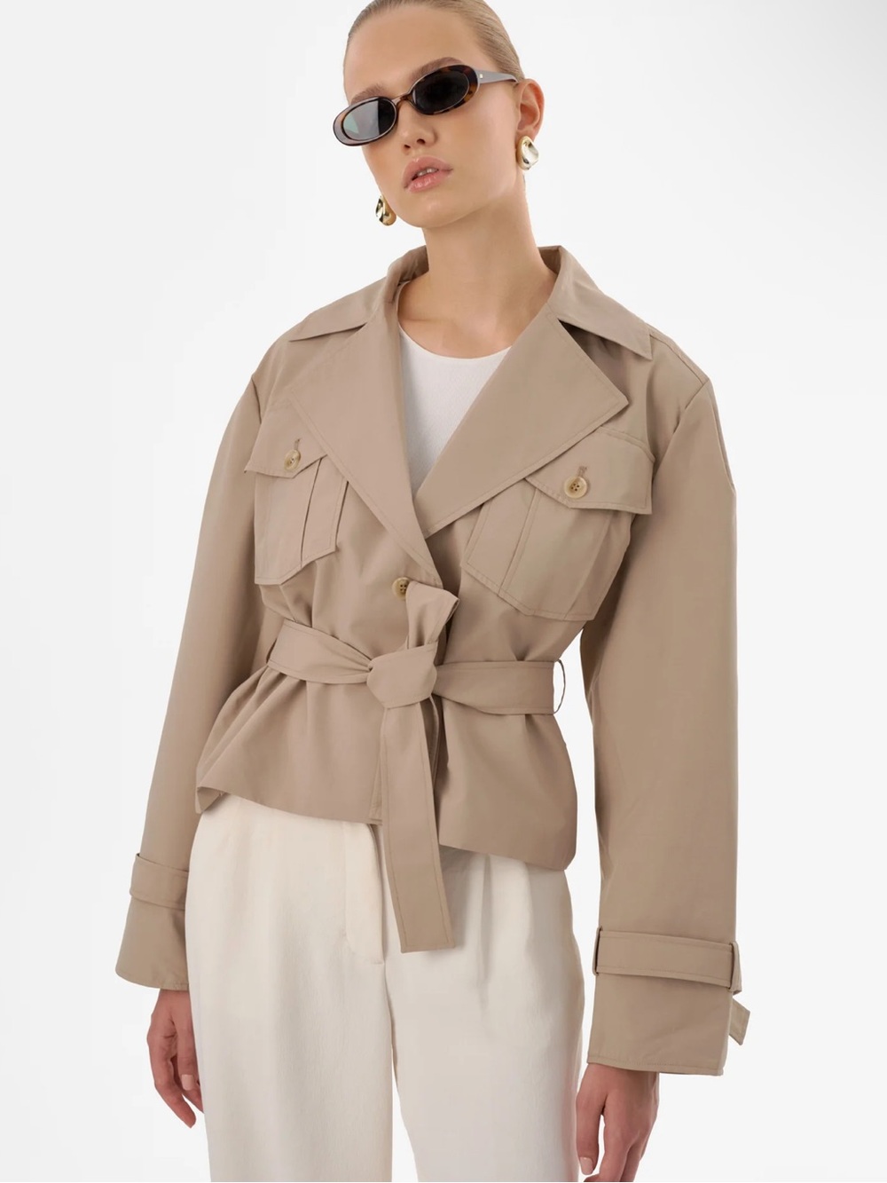 LAMARQUE QUINN CROP TRENCH KHAKI SMALL